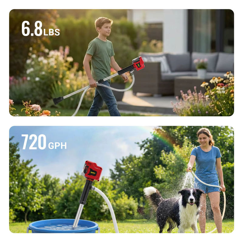 Bürstenlose Akku-Wassertransferpumpe mit Stab, kompatibel mit Milwaukee 18 V, rote Tiefbrunnenpumpe für Pool und Gartenteich (nur Werkzeug) - Bild 6