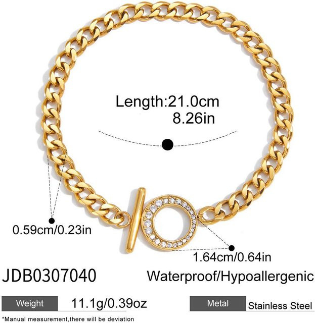 Youthway Kettenarmband, Edelstahl, Gold, Zirkonia, Damen - Bild 1