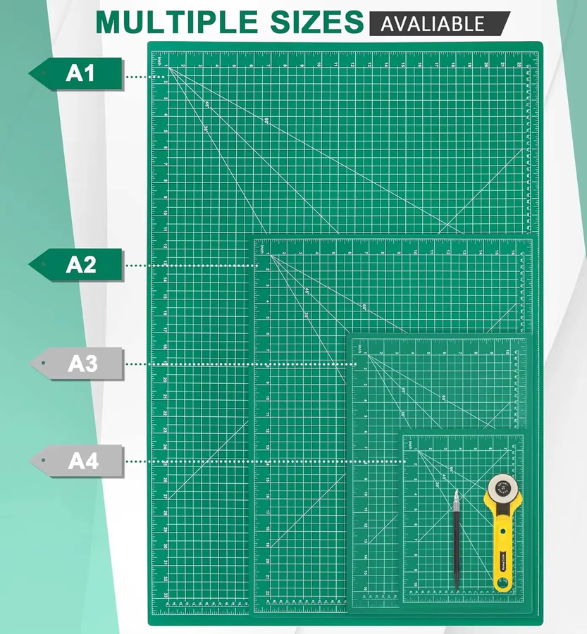 QIANKONG Selbstheilende Schneidematte aus PVC in Grün für Patchwork und DIY-Handwerk - Bild 2