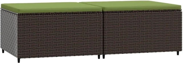 vidaXL Gartenhocker Set aus Poly Rattan mit Kissen in Braun und Grün - Bild 1