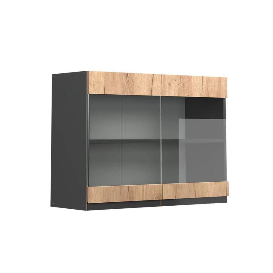 Vicco Glashängeschrank R-Line J-Shape Küchenschrank in Anthrazit und Eiche mit Breite: 80 cm - Bild 3