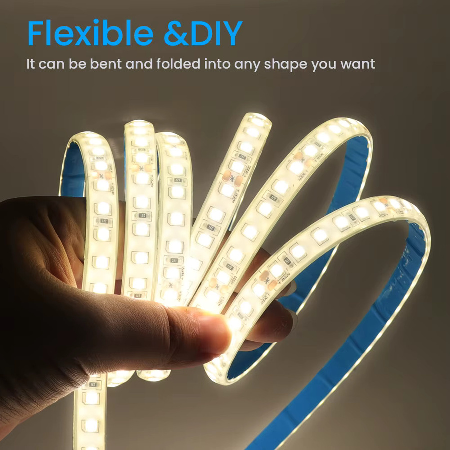 HEGEHE IP68 Wasserdichter LED-Streifen Weiß mit 120 LEDs pro Meter als flexibles Lichtband für den Außenbereich und Garten - Bild 4