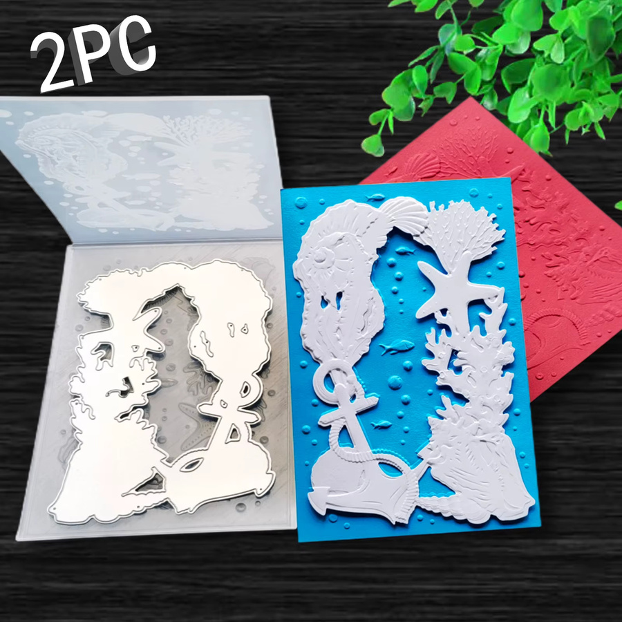 Deep Sea Art 2-teiliges 3D-Relief-Ordner-Set aus Metall mit Meereslebewesen-Hintergrunddesign - Bild 4