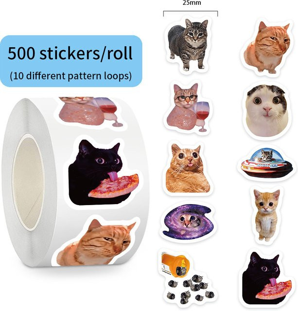 500 Stück Quirky Cat Lifestyle Aufkleber Multicolor von AnimeWorlds Store zur Dekoration von Gepäck und Alltagsgegenständen - Bild 1