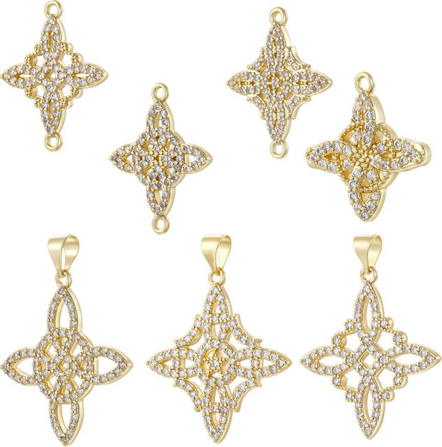 ZHUKOU Anhänger Star Dreamcatcher, Messing, Zirkonia, Gold, Damen - Bild 1