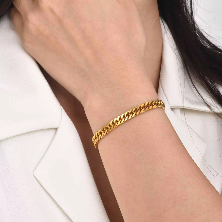 Myfresty Gliederkettenarmband, Edelstahl, Gold, Damen - Bild 2
