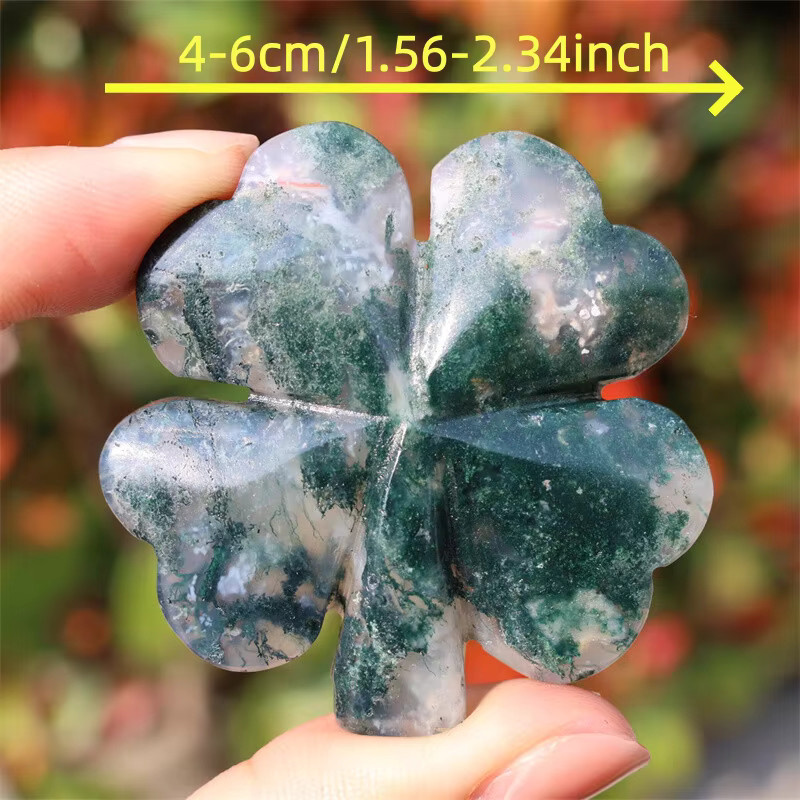 CrystalHola Moosachat Vierblattklee Stein als natürliche Mineraliensammlung in Herzform - Bild 3