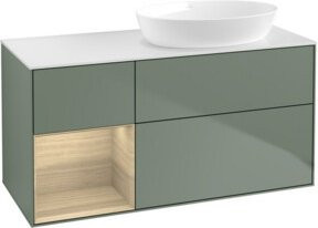 V&B Waschtischunterschrank Finion mit Wandbeleuchtung, Farbe Weiß und Eiche, Breite: 120 cm, Tiefe: 50,1 cm, Höhe: 50,1 cm - Bild 1