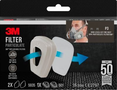 3M Partikelfilter 5935 Schutzklasse P3 in Weiß - Bild 1