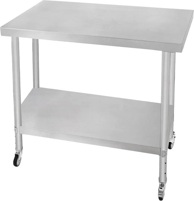 Monstershop Arbeitstisch aus 201er Edelstahl in Silber, B/T/H: 90 x 60 x 86 cm - Bild 1