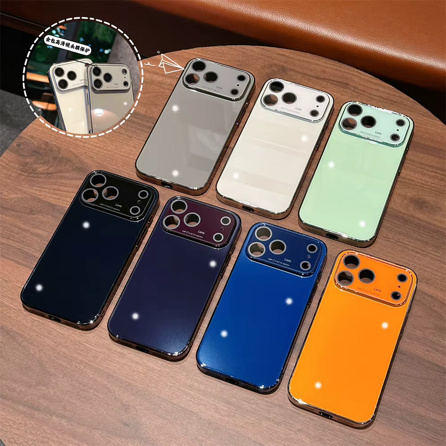 Xeber Glas-Telefonhülle mit Fensterbeschichtung und Linsenschutz für iPhone, Farbe: Grau - Bild 3