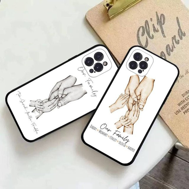 Handyhülle mit Familienmotiv für iPhone 11 bis iPhone 17 Pro Max, weißes TPU Soft Case - Bild 1