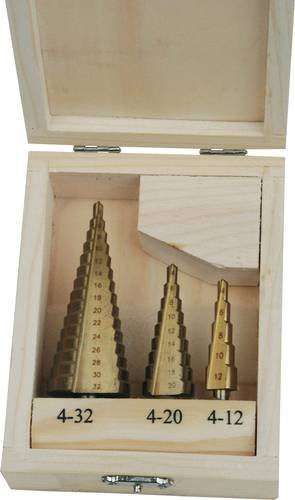 Mannesmann M54603 Stufenbohrer-Set aus HSS, 3-teilig, Gold - Bild 1