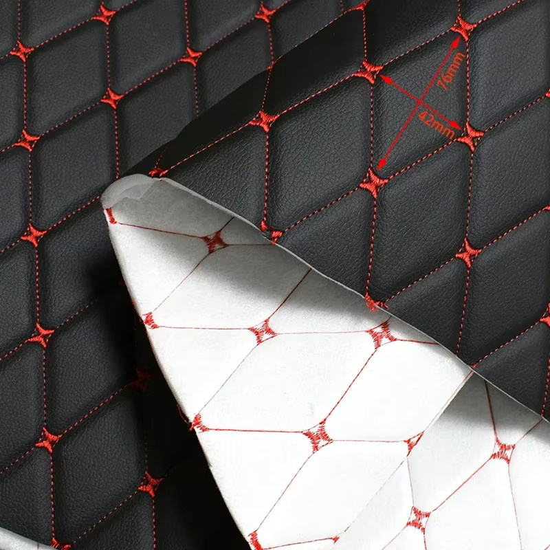 Dekoratives PVC Kunstleder mit Stickerei für DIY Handwerk, Auto, Sofa oder Taschen, B: 45 cm, L: 160 cm - Bild 2