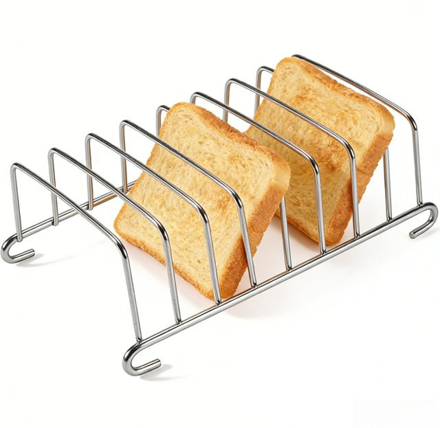 FEB.WIND Toastbrot-Ständer aus Edelstahl in Silber als Aufbewahrungsregal für Schneidebretter und Teller sowie als Kühlgitter und Heißluftfritteuse-Zubehör - Bild 1