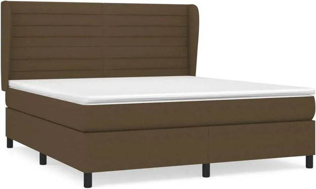 vidaXL Boxspringbett mit Matratze in Dunkelbraun, Hybridbett mit Taschenfederkern, B/T: 160 x 200 cm - Bild 1
