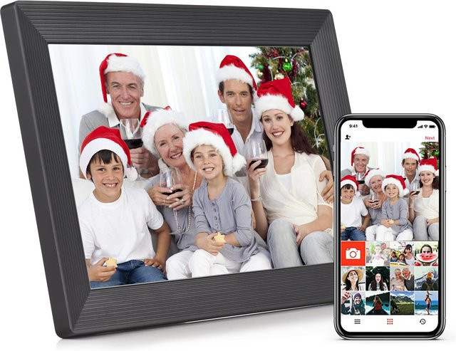 Andoer Smart WiFi Digitaler Fotorahmen mit 10,1 Zoll IPS Touchscreen in Schwarz - Bild 1