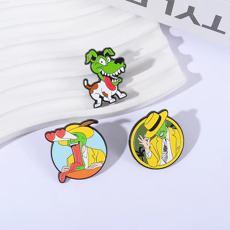 QIHE JEWELRY Brosche Emaille, Grüne Maske Figur Hund, Bunt - Bild 2