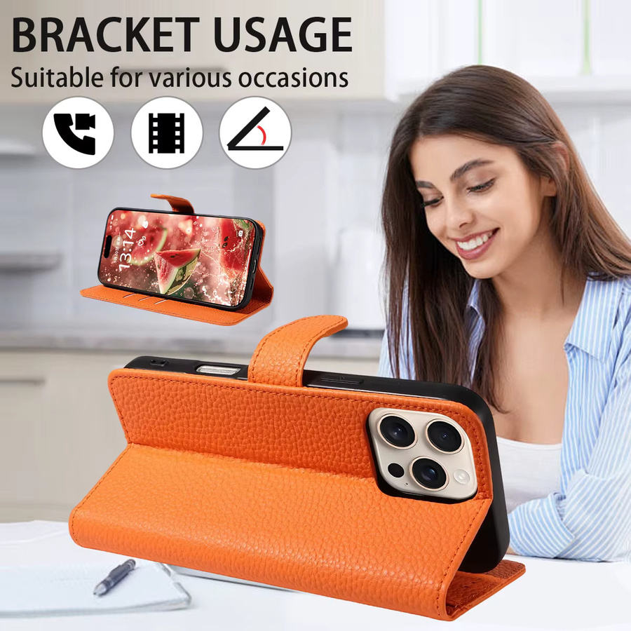 Magnetische PU-Leder Handyhülle für Samsung Galaxy A56 A36 A24 A22 A17 A15 A13 A12 A06 A03 mit Kartenfach in Gold und Orange - Bild 3
