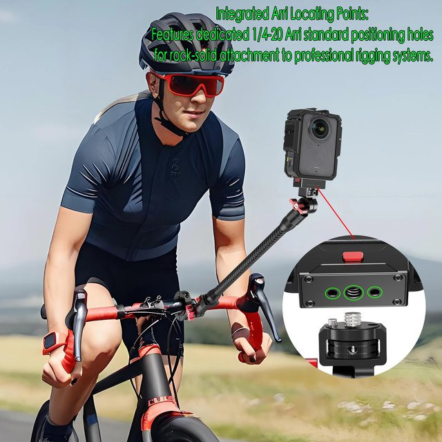 DJI OSMO 360 Kamerakäfig aus Aluminium in Schwarz mit magnetischer Schnellmontage und Kaltschuh für Vlog, Motorrad und Reiten - Bild 1