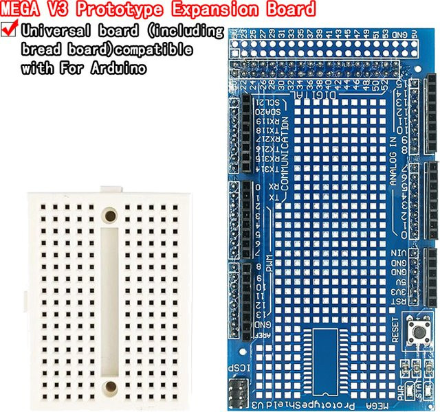 Si Tai&SH Mega 2560 R3 Proto Prototype Shield V3.0 Erweiterungs-Entwicklungsplatine mit Mini-PCB-Steckbrett in Blau - Bild 1