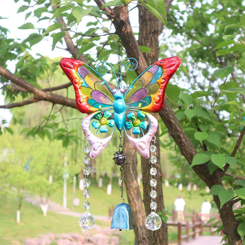 CosyHome Windspiel Schmetterling aus Metall und Kristall in Mehrfarbig als hängendes Ornament im Bohemian Stil - Bild 4
