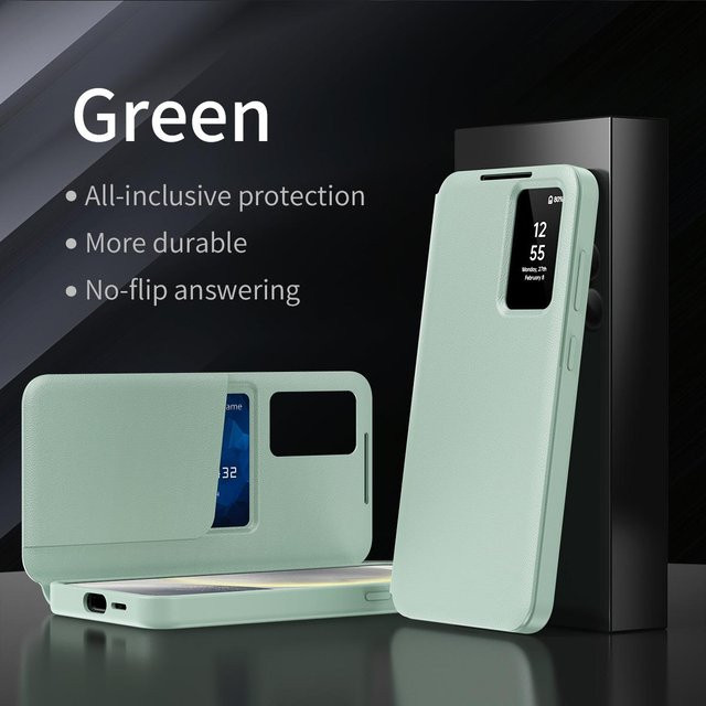 S-View Premium PU-Leder Brieftaschenhülle für Samsung Galaxy A57 5G in Grün - Bild 1