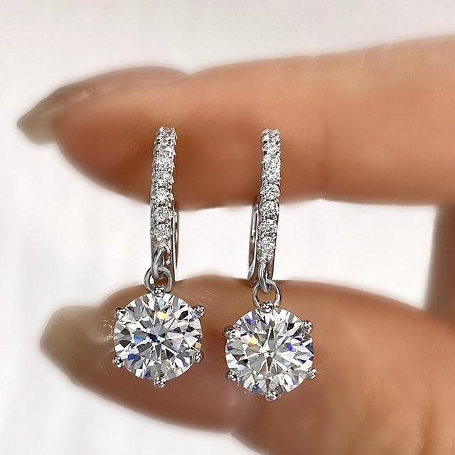 DWJ Creolen, 925 Silber, Moissanit-Diamant, Damen - Bild 1