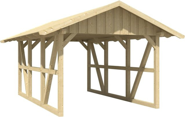 Skan Holz Carport Schwarzwald aus Fichtenholz mit Dachschalung in Natur - Bild 1