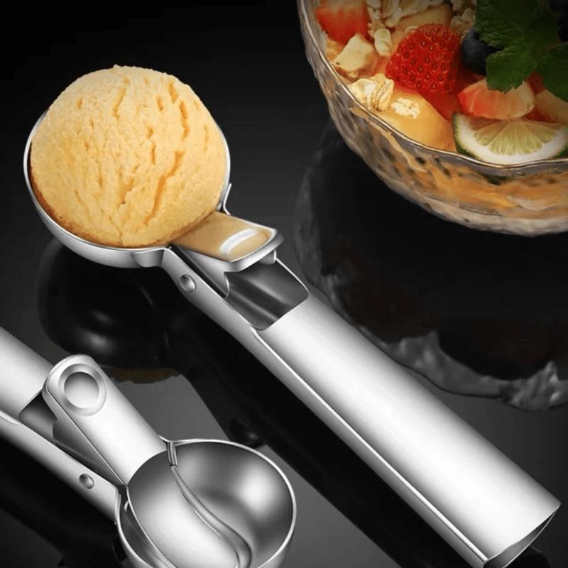 LChome Eisportionierer aus Edelstahl in Silber mit ergonomischem Auslöser für Gelato und gefrorenen Joghurt - Bild 7