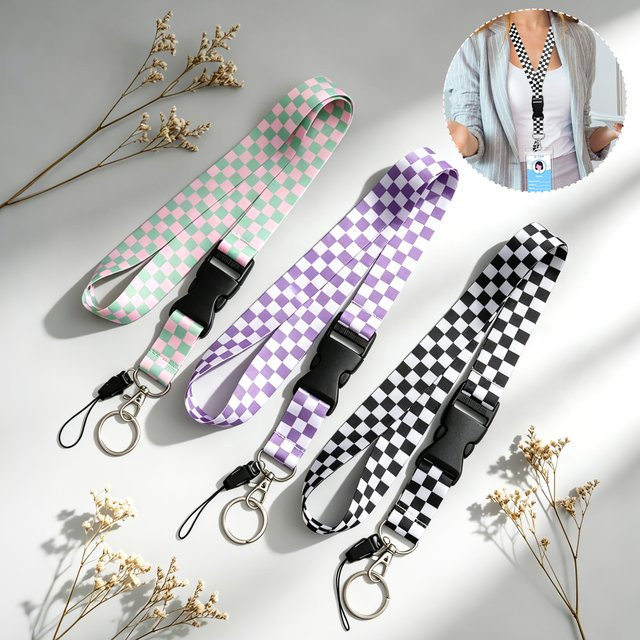 Halsband, kariert, multicolor, grün, Metall - Bild 1