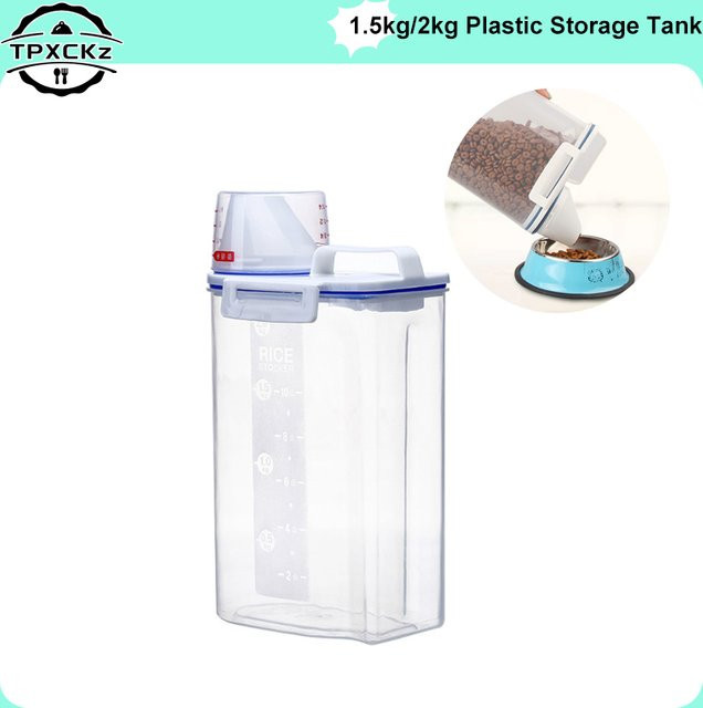JETTING Vorratsbehälter aus transparentem Kunststoff mit Messbecher für Hunde und Katzen, 2 kg - Bild 1