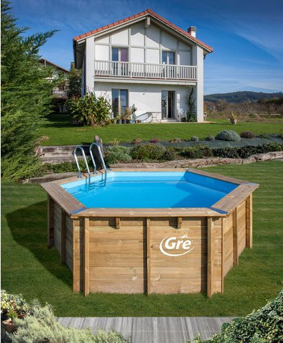 GRE Rundpool Aufstellbecken aus Holz in Braun, Durchmesser: 400 cm, Höhe: 119 cm - Bild 1