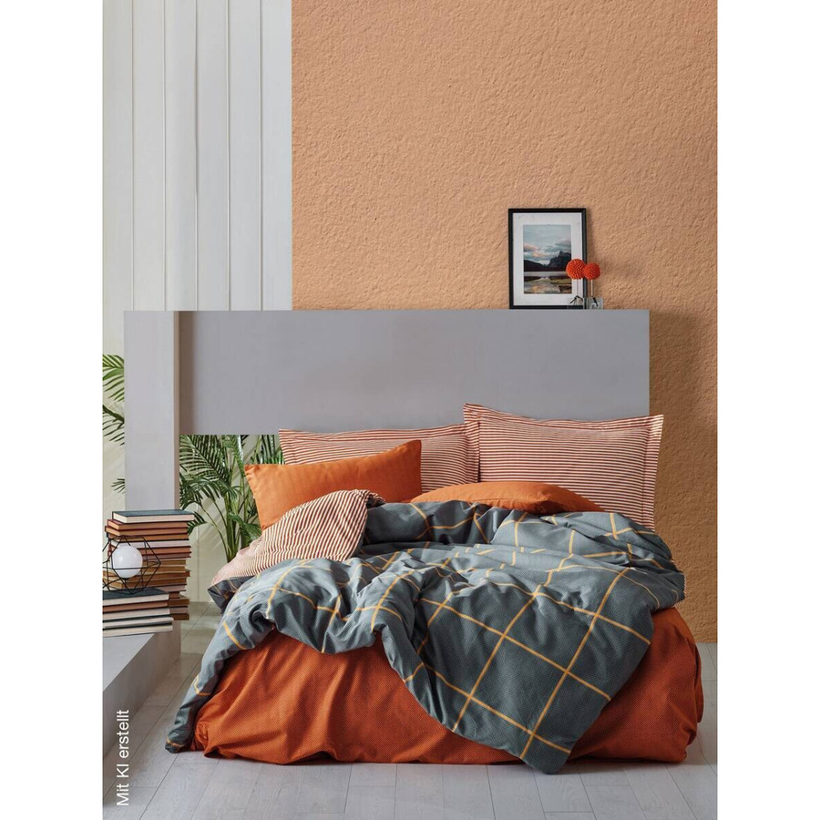 L'Essentiel Linge de Maison Bettwäsche Set aus Baumwolle Renforce in Blau oder Braun mit Bettbezug und Kissenbezug, B/H: 135 x 200 cm und 80 x 80 cm - Bild 2