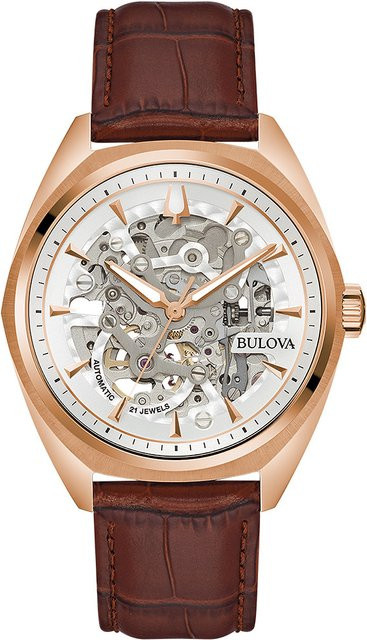 Bulova Herrenuhr Automatik, Edelstahl, 41 mm, Leder, Silber - Bild 1