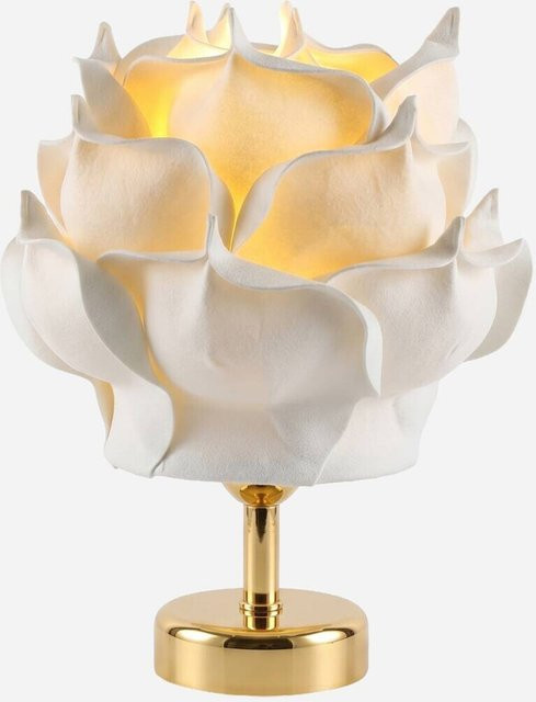 Opviq Tischleuchte aus Metall in Beige und Gold, modern und organisch gestaltet, B/H/T: 24 x 30 x 24 cm - Bild 1