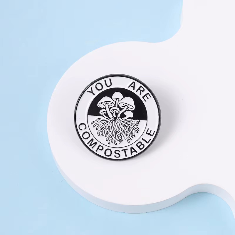 QIHE JEWELRY Emaille-Anstecknadel, Pilz-Slogan, Legierungsbrosche - Bild 2