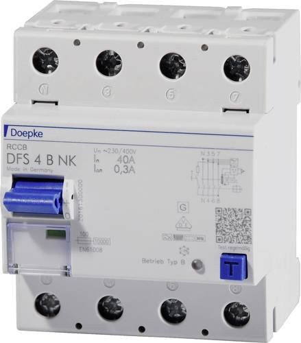 Doepke FI-Schutzschalter DFS4 063-4/0,30-B NK 4polig 63 A 0,3 A 230/400 V weiß - Bild 1