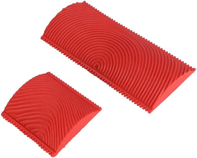 2-teiliges Set mfySpace Malwerkzeuge mit Gummi und Holzmaserungseffekt in Rot für DIY Wanddekoration - Bild 1