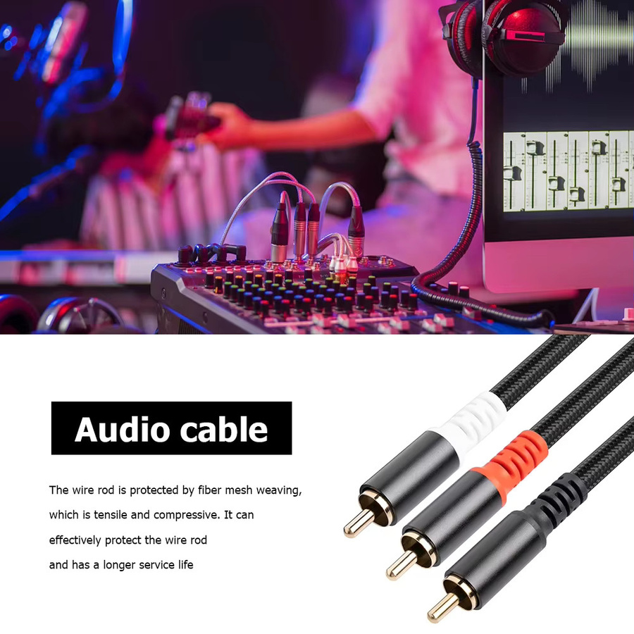 RCA zu Dual RCA Audiokabel Splitter als Y-Kabel Konverter in Schwarz - Bild 1