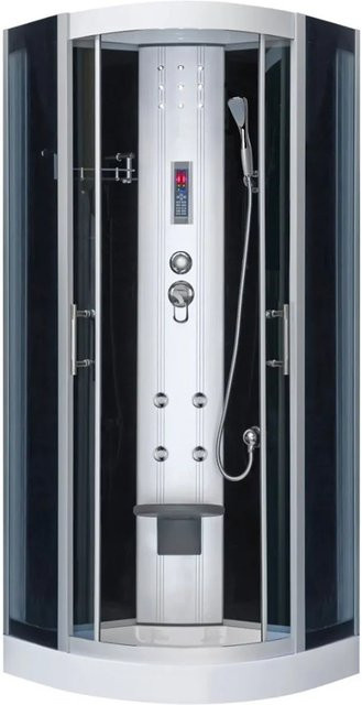 Kerra Hydromassagekabine Leticia Eckdusche in Weiß mit Dach, Duschwanne, Handbrause, Kopfbrause und LED-Beleuchtung B/T: 89 x 89 cm - Bild 1