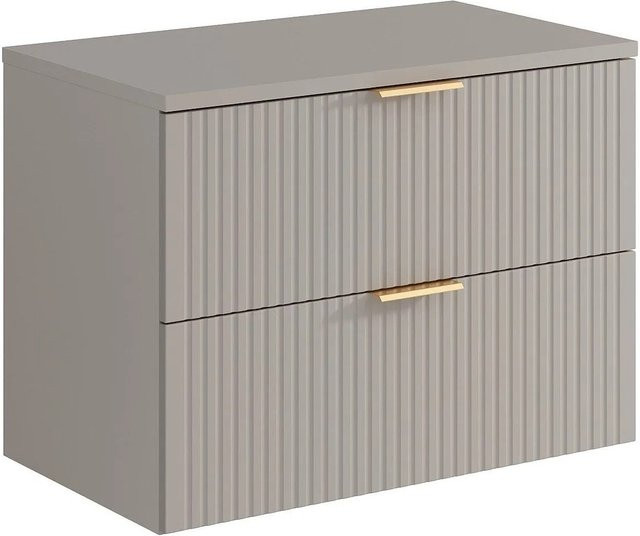 Waschbeckenunterschrank Zevara von Vente-unique in Beige mit Rillenmuster im Art-déco-Stil, B/T/H: 80 x 46 x 57 cm - Bild 1