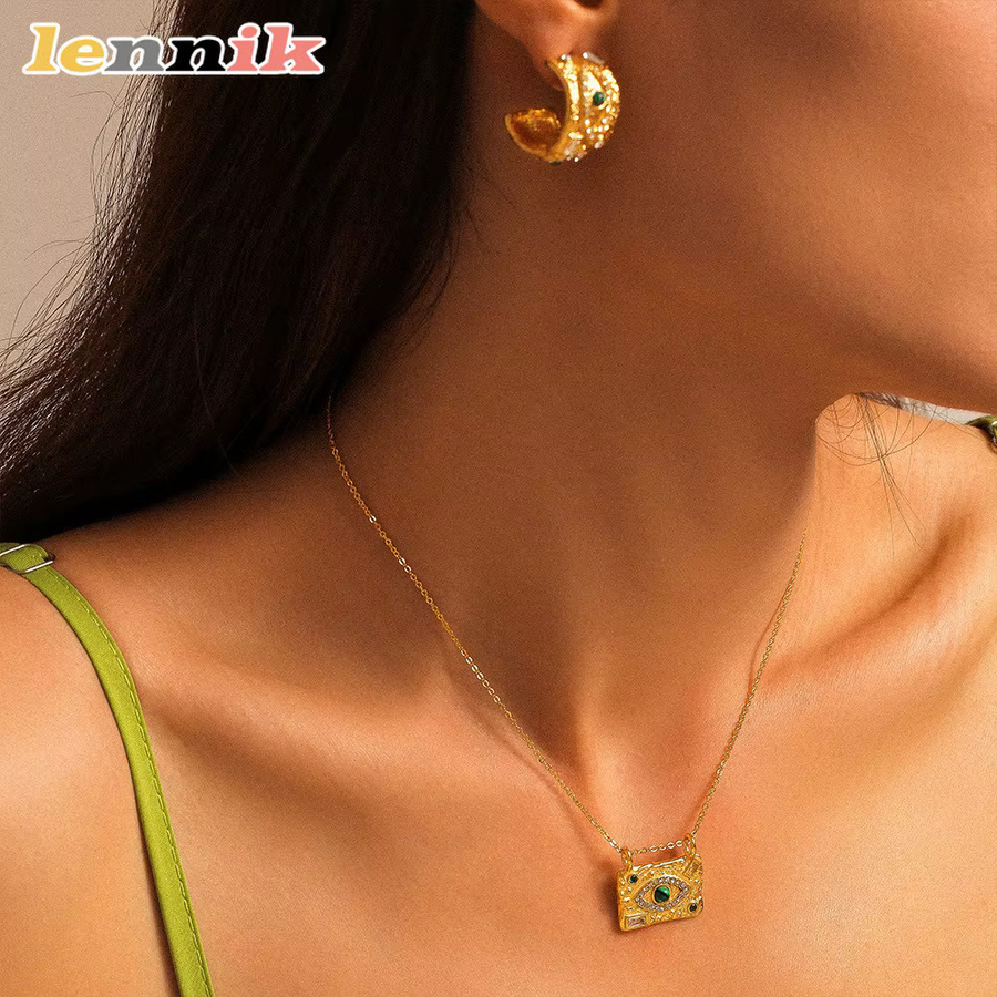 LENNIK Schmuck Set, Titan, Gold, Zirkonia, Vintage - Bild 3