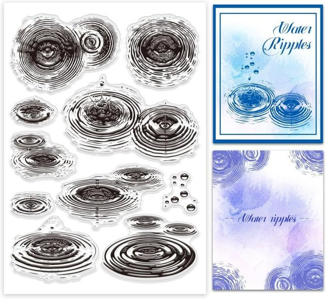 Silikonstempel Set mit Wassertropfen und Wasserwellen für DIY Scrapbooking und Fotoalben, transparent - Bild 1