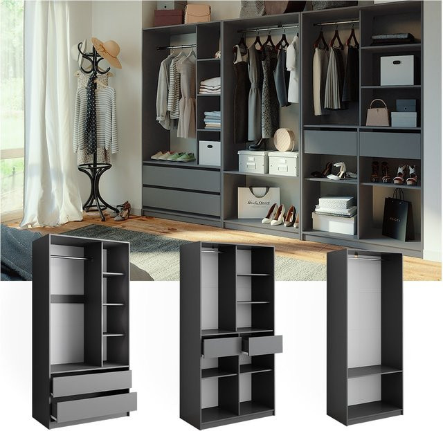 Vicco Kleiderschrank Elmo Anthrazit 3-teiliges Set für dein Schlafzimmer B: 100 cm, H: 200 cm - Bild 1