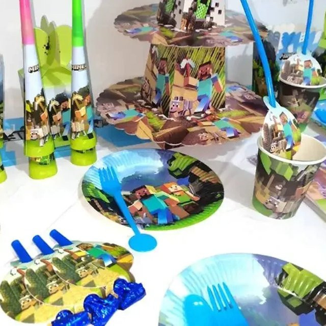 GAGAGIRL Minecraft Party Dekoration Pixel Set - Bild 1