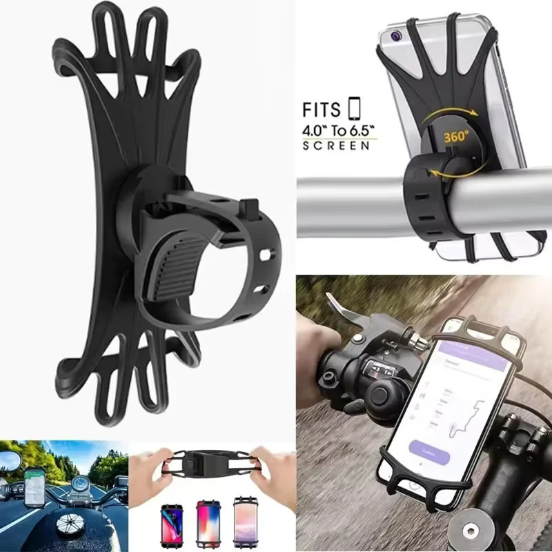 VIKEFON 360 Grad drehbarer Handyhalter für Fahrrad und Motorrad in Schwarz mit Silikon-Unterstützung - Bild 4