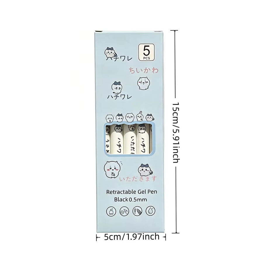 Chiikawa Gel-Stift-Set mit schwarzer Tinte und 0,5 mm Stiftstärke in Schwarz und Weiß - Bild 2