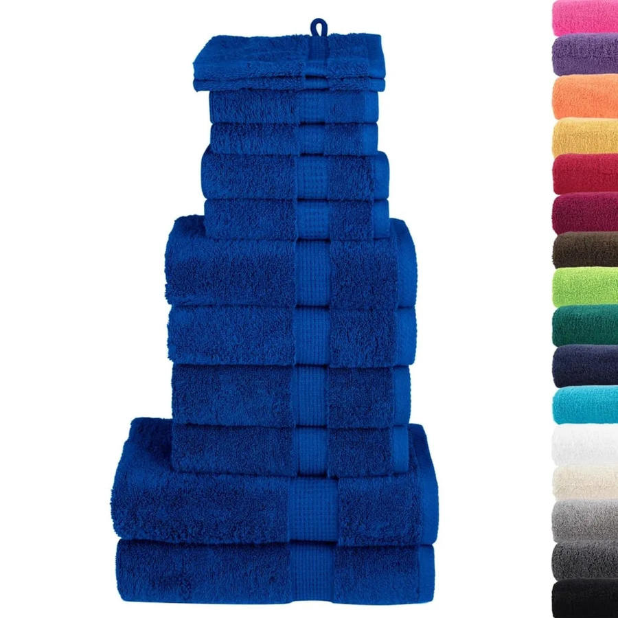 vidaXL Premium-Handtuch-Set SOLUND, 12-teilig, Blau, 600 g/m², aus Baumwolle - Bild 2