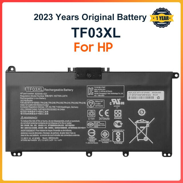 HP TF03XL TF03 Li-Ion Batterie in Schwarz für Pavilion 15-CC und 14-bf Serien (HSTNN-UB7J, TPN-Q188, TPN-Q189, TPN-Q190, TPN-Q191) - Bild 1